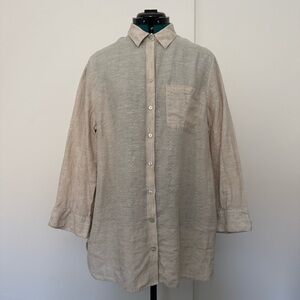 Chico's Linen Beige No Iron Shirt SZ 3